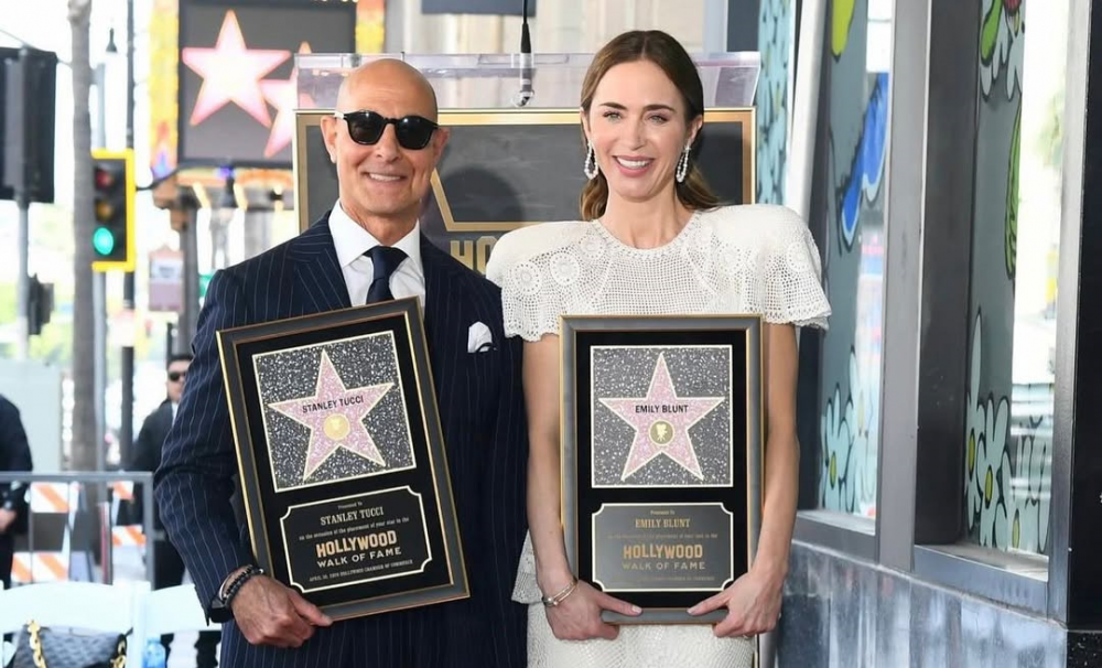 Stanley Tucci and Emily Blunt Share Rare Double Honor on the Walk of Fame Ahead of “The Devil Wears Prada 2”